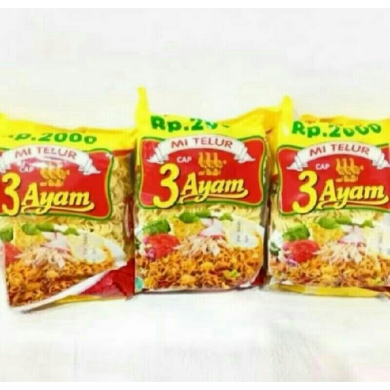 Mie telur cap 3 ayam 110 g isi 2 kaping