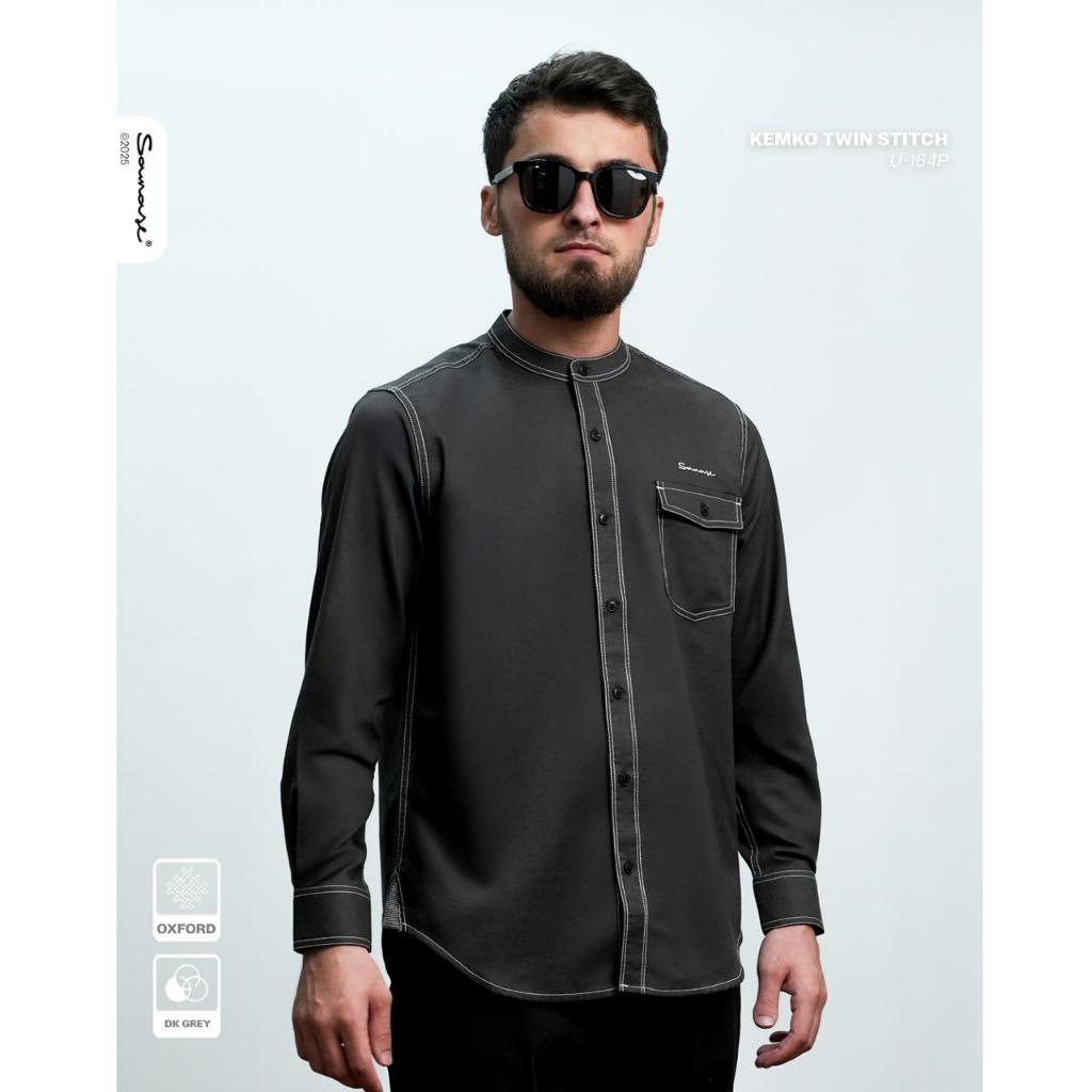 SAMASE Kemko Kemeja Koko Twin Stitch Lengan Panjang U164P Cotton Oxford