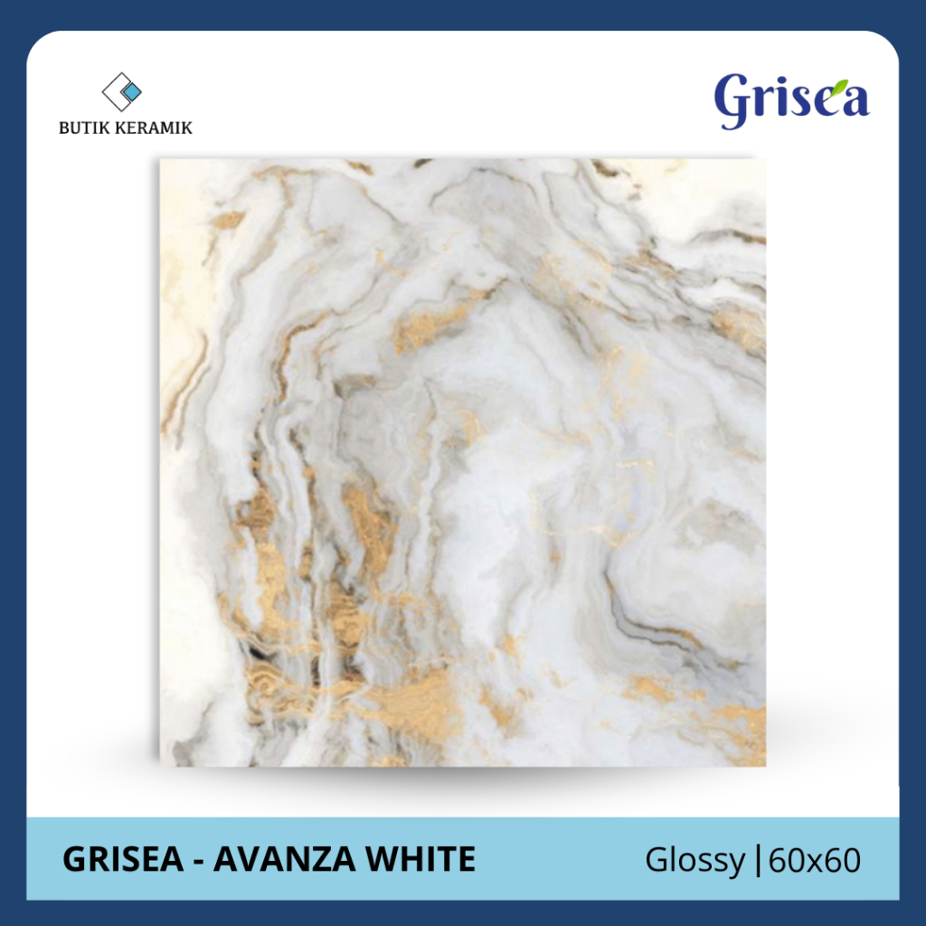 Granit 60x60 Glossy | Grisea | Avanza White | Glossy | Grade A | Granit Lantai Indoor | Lantai Rumah