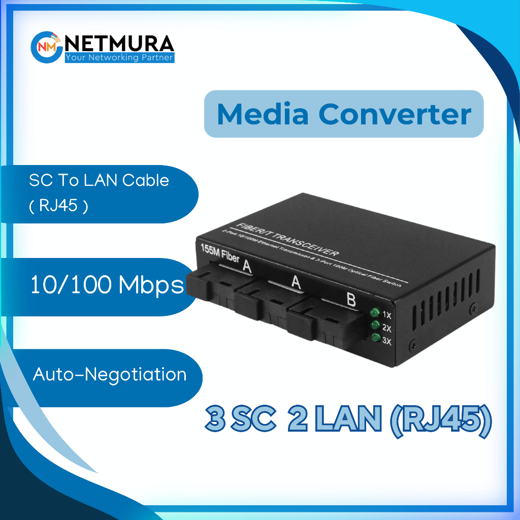Media Converter Switch 6 FO , 3 FO , 2 FO Switch Fiber Optic SC 100Mbps