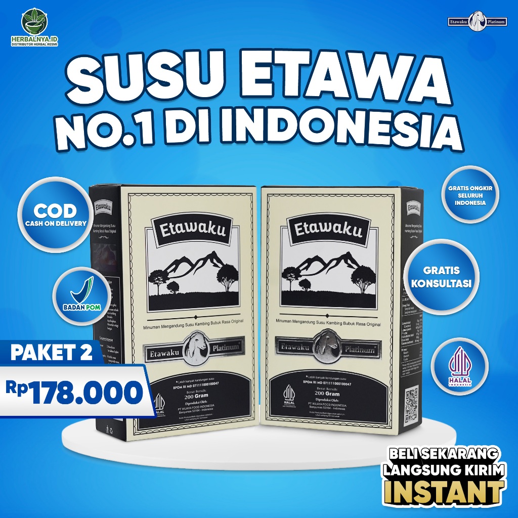 

Etawaku Platinum 2 Box Susu Kambing Tingkatkan Kesehatan Paru-paru Jaga Kesehatan Original