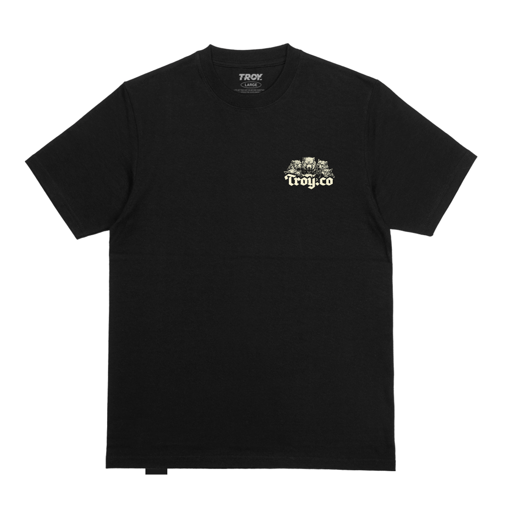 Troy Company Tshirt Black Hyena Brigade - Kaos Pria Lengan Pendek Hitam MT 2744