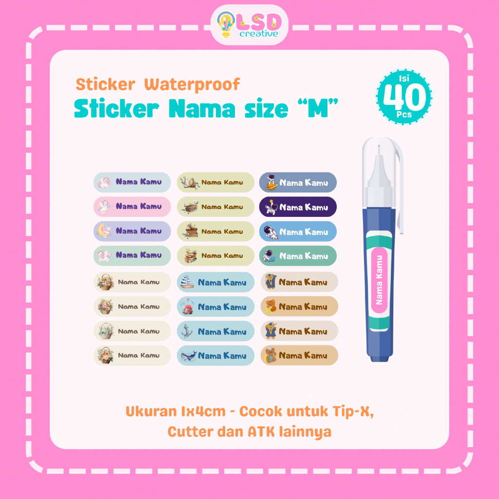 

LSD Size M Sticker Nama Waterproof Anti Air Desain Baru