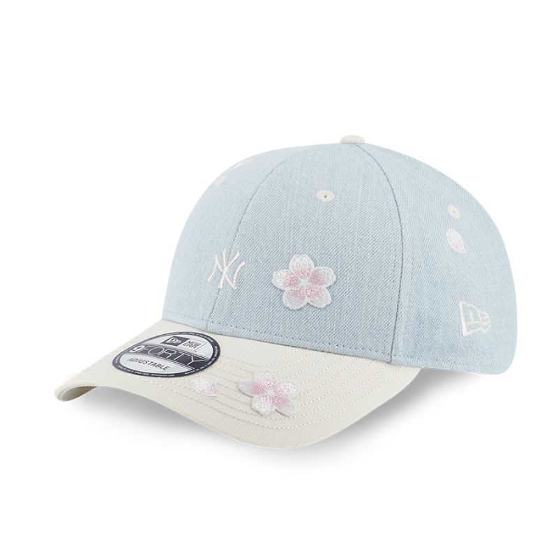 Topi New Era Cap New York Yankees Floral Indigo Denim Women 9Forty Adjustable Original