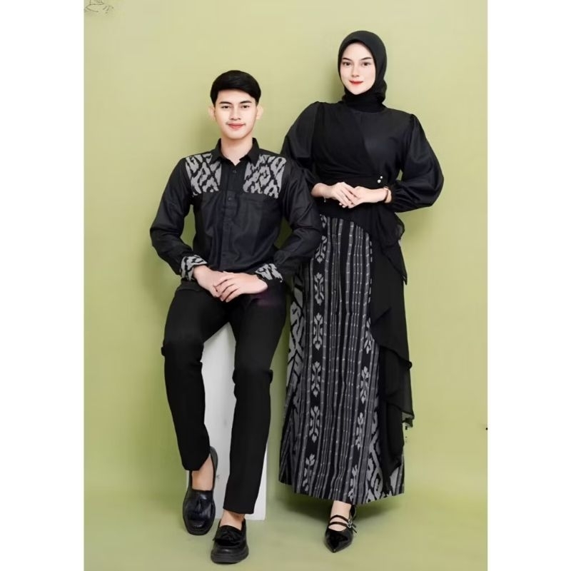 BAJU COUPLE PADMA HITAM baju lebaran baju muslim