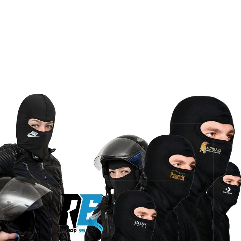 masker ninja Balaclava logo ||masker ninja Balaclava logo hitam polos logo murah