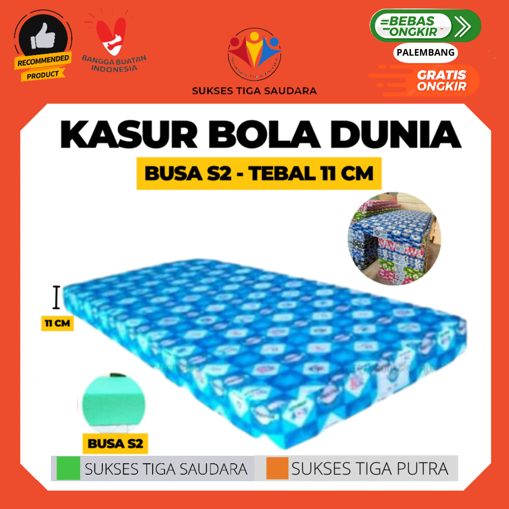 KASUR BUSA BOLA DUNIA S2 TEBAL 11 CM / KASUR BUSA LANTAI / KASUR SINGLE DOUBLE KING QUEEN PALEMBANG