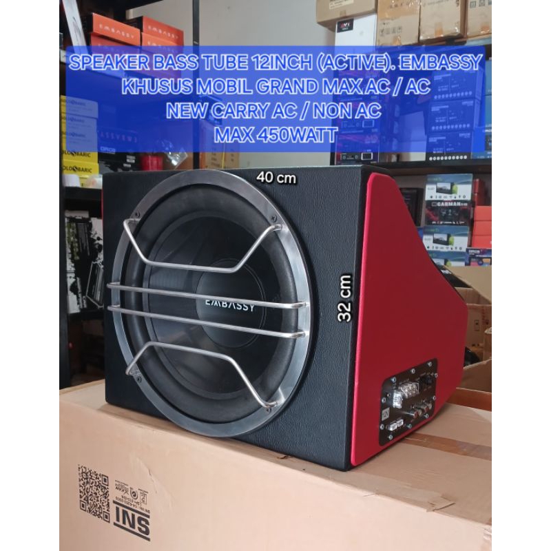 Speaker BASS BOX 12inch (Active) EMBASSY (Khusus Mobil Grand Max AC/Non AC Dan New Carry Tayo AC/Non
