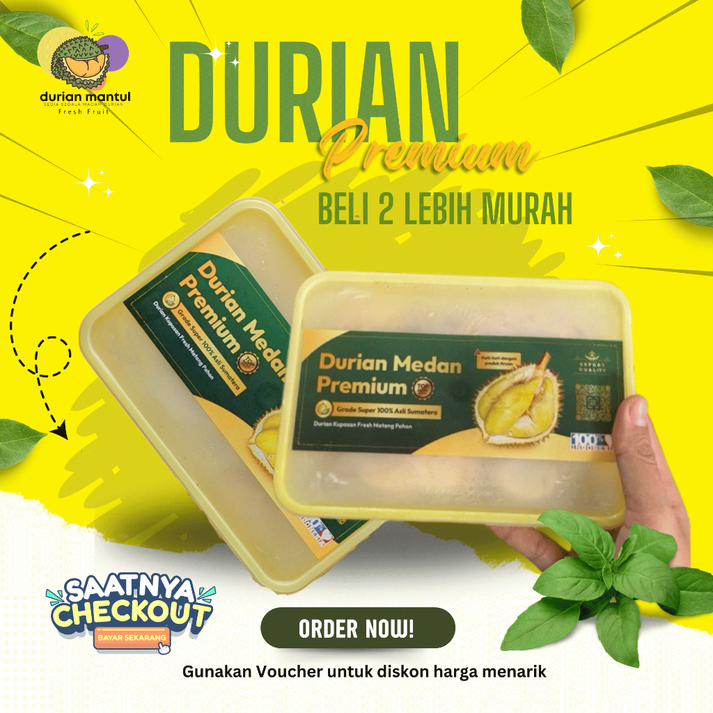 

2 Box Lebih Murah Durian Premium Kupas Medan Sibolga Sidikalang Mentawai Nias Padang 500 gram Yellow Box
