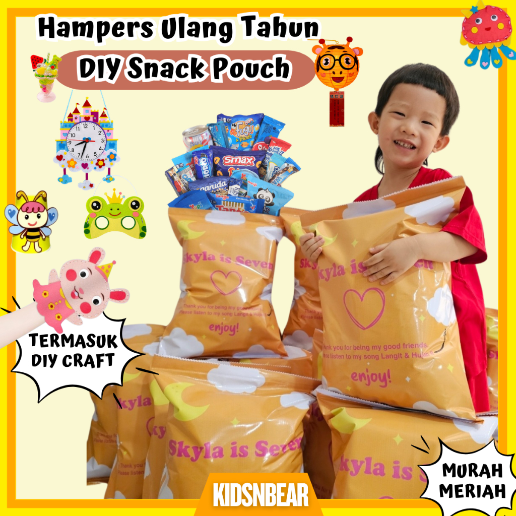 

KNB Hampers DIY Snack Pouch / Hampers Ulang Tahun Anak Custom / Pouch Custom / Mainan Edukasi Anak / Bingkisan Snack Ulang Tahun / Hampers Snack