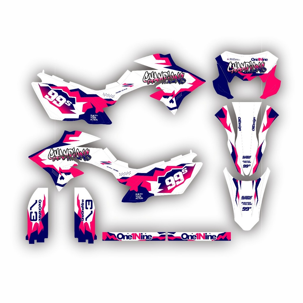 decal striping fullbody dtracker  sticker variasi stiker keren motif putih hitam list oren simple ke