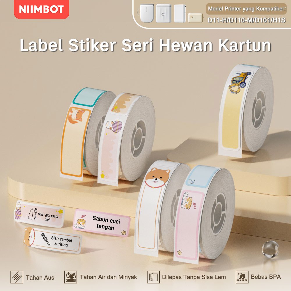 

NIIMBOT D11/D110/D101 Kertas Label Putih/Warna/Transparan Kode Batang Harga Ukuran Nama Stiker