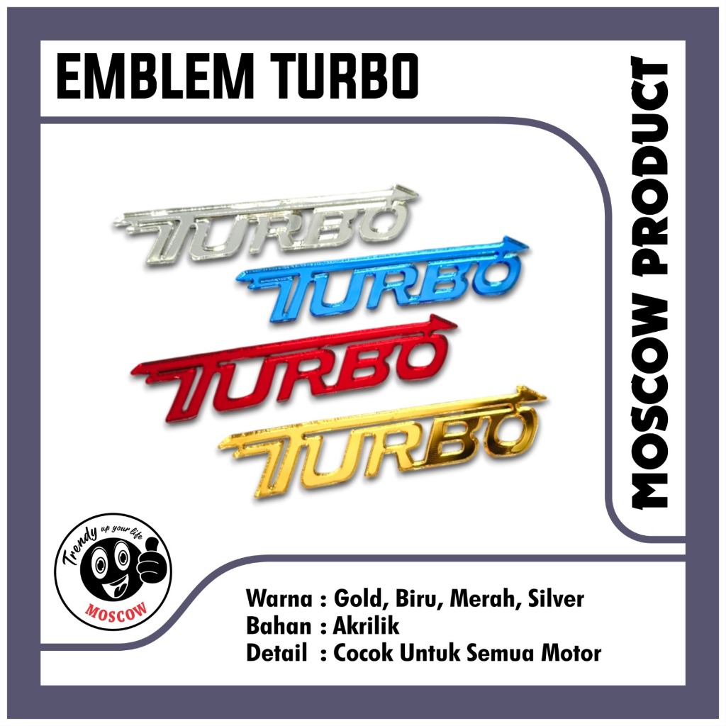 EMBLEM TURBO AKRILIK 3D TIMBUL ORIGINAL MOSCOW SET ( KIRI dan KANAN ) UNTUK SEMUA MOTOR NMAX DECKAL 