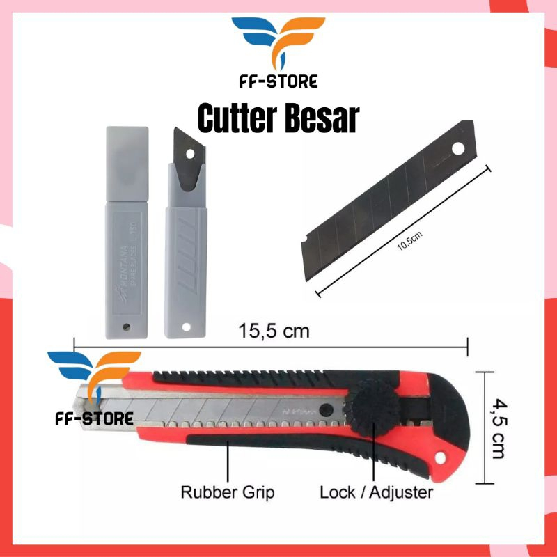

Cutter Besar L500 + Isi Pisau Pemotong Refill Cutter Blade L150