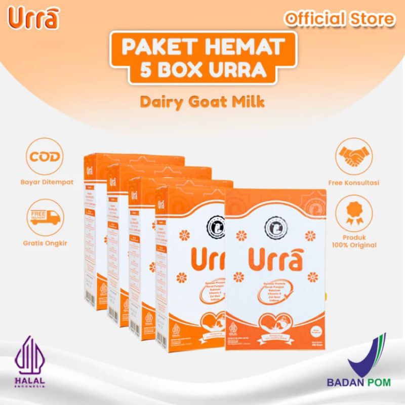 

SUSU URRA Original Susu Penambah Berat Badan Anak | Susu Kambing Saneen Halal 5 BOX