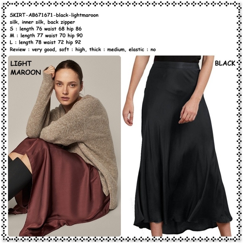 AB671671 Rok Panjang Midi Flare Skirt Pesta Lebar Mayung Wanita Korea Import Merah Maroon Hitam Blac