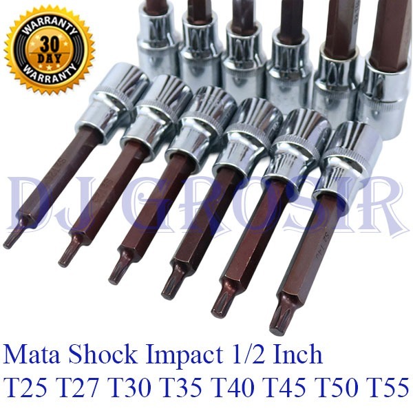 1/2'' Mata Kunci Shock Bintang Mata hexagonal Hex Bit Socket Mata Sok Impact T25-T55 - 8502