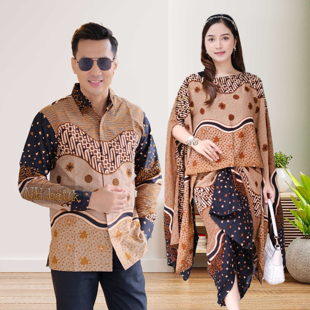 Baju Couple Batik Kaftan Batwing