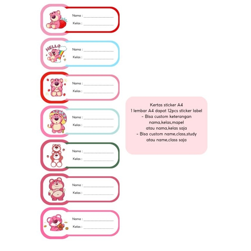 

Sticker label buku anak Lotso