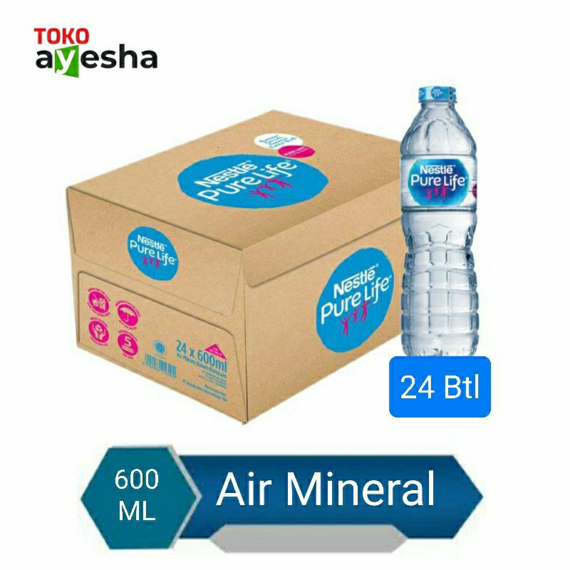 

Pure Life Air Mineral 600 ML - 1 Dos isi 24 Botol