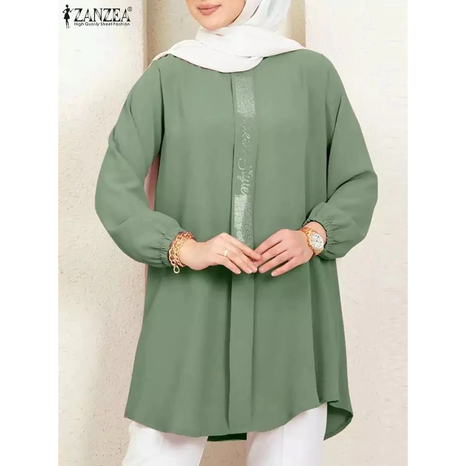 Atasan Wanita Lengan Panjang Model ZANZEA / Blus Wanita Kekinian / Tunik Waka Wanita / Baju Hijab Ov