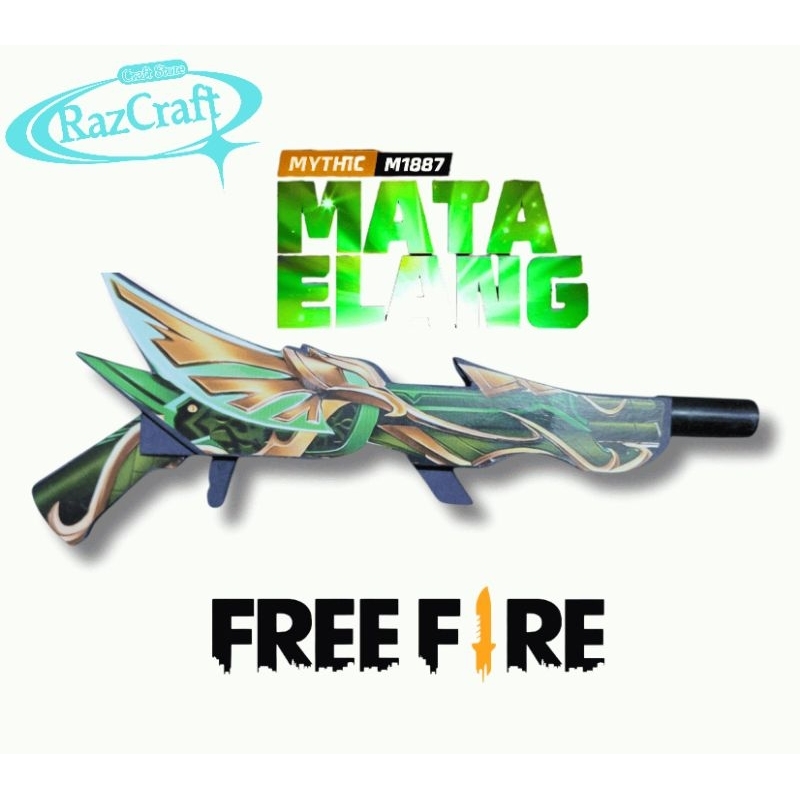Mainan Anak Shotgun SG 2 Kayu Mata Elang FreeFire FF Peluru Karet