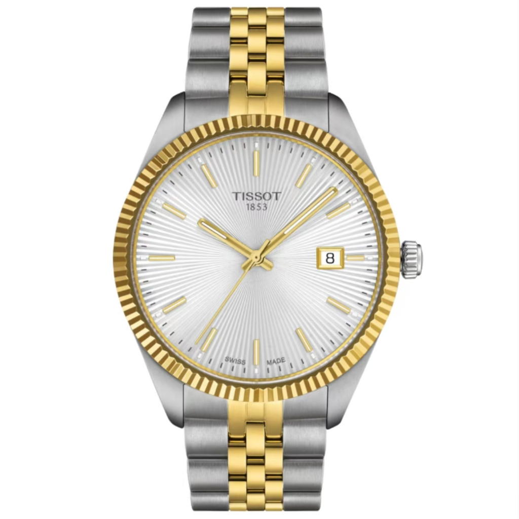 Tissot Ballade 40mm Quartz Watch Silver Dial Gold Accent Stainless Strap Jam tangan Pria Original T1