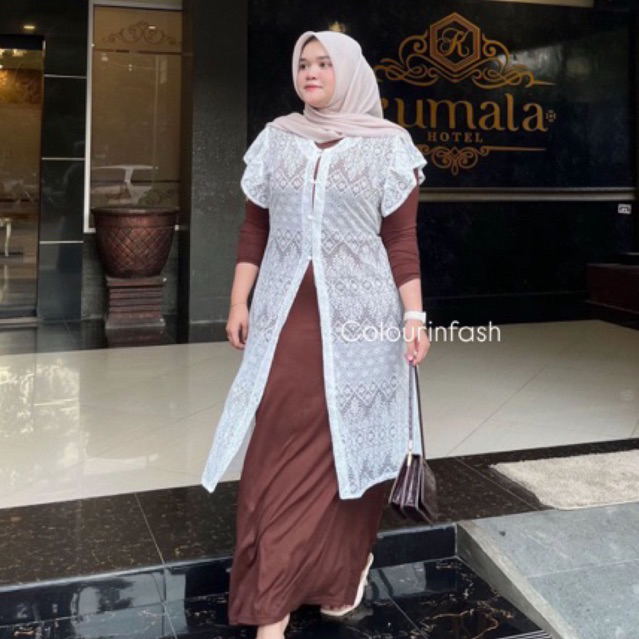KINANTHI BRUKAT OUTER - OUTER BRUKAT BIGSIZE FIT LD 120 - BRUKAT TUNIK BIGSIZE - OUTER MOTIF BRUKAT 