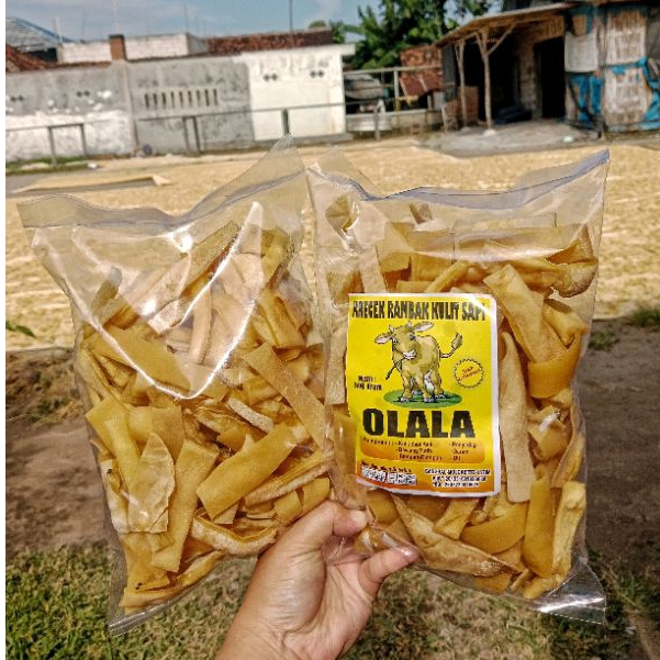 

krecek rambak olala/rambak kulit sapi/krupuk rambak mentah siap goreng 500g varian stik lebar