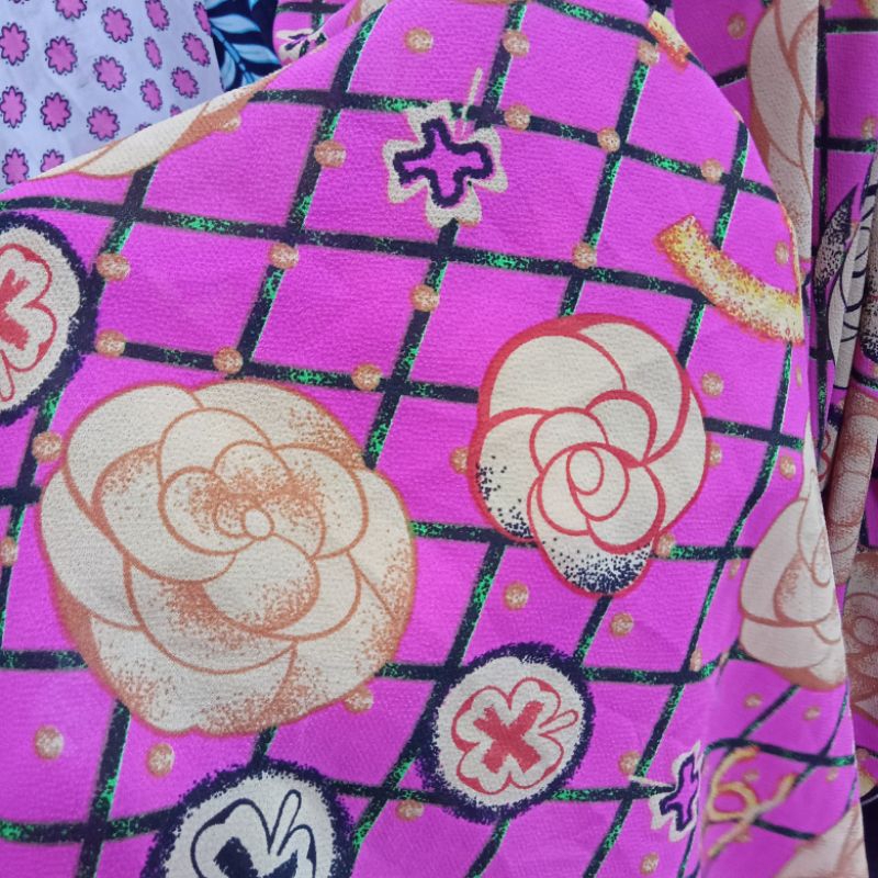 Kain Ceruty Crinkle Motif Bunga Import - Kain Ceruty Style Branded - Kain Ceruty Korea - Kain Zara C