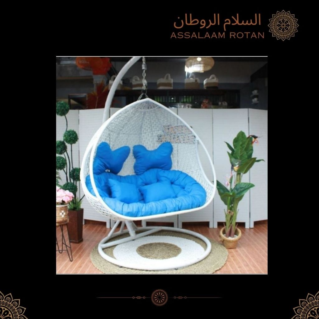 Set Ayunan Gantung Semi Jumbo D. 135 cm Rotan Sintetis Include Jok Bantal Dudukan / Kursi Dewasa Ind