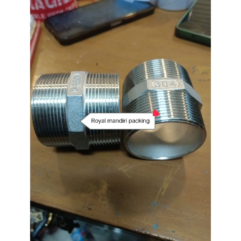 Double nepel stainless ss 304 Drat 11/2" Inch / Fitting Drat ss 304