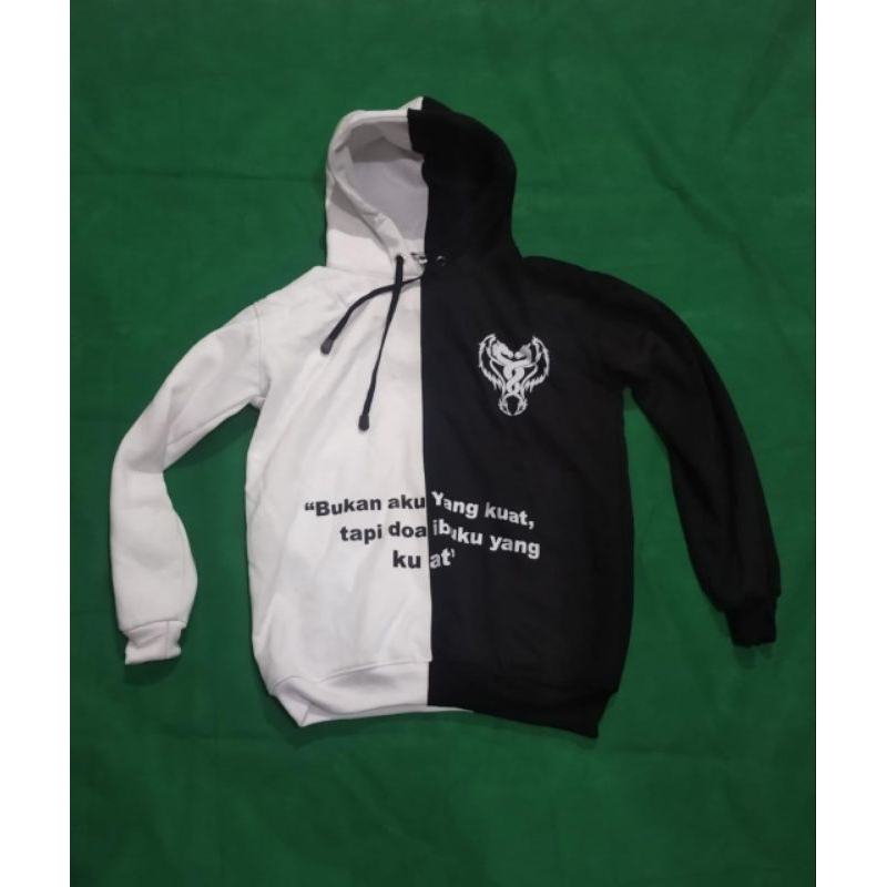 JAKET HODIE HODDIE PRIA LAKI LAKI KEREN TEBAL HITAM PUTIH BERKUALITAS