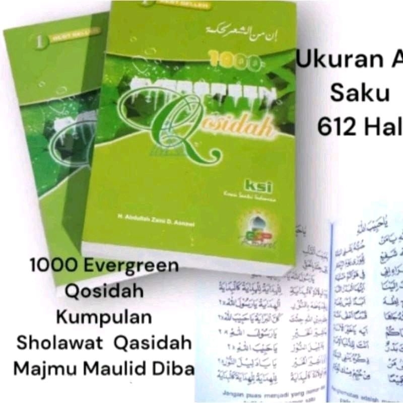 Buku Kumpulan Sholawat Sholawat Qasidah 1000 Evegreen .Kertas hvs Putih