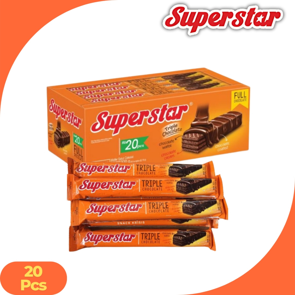 

Superstar Wafer Triple Chocolate 1 Box isi 20 Pcs