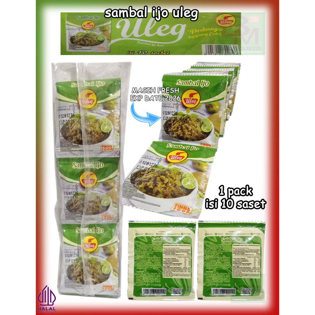 

Sambal Ijo Uleg Finna 1 Pack Isi 10 saset Kemasan 18 gram
