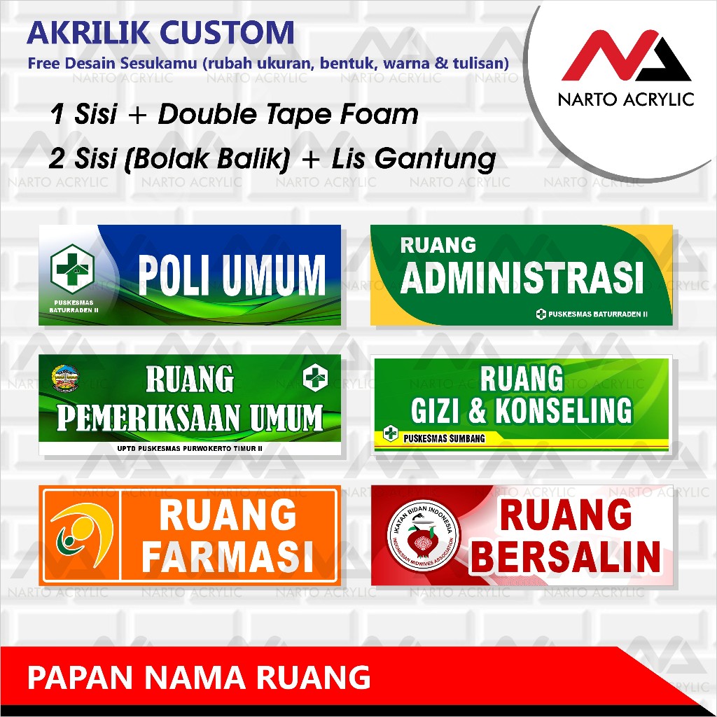 

SIGN BOARD AKRILIK | PAPAN NAMA RUANG | AKRILIK CUSTOM | FREE DESAIN | Mudah dipasang, Bahan Keras, Anti Air | Indoor & Outdoor