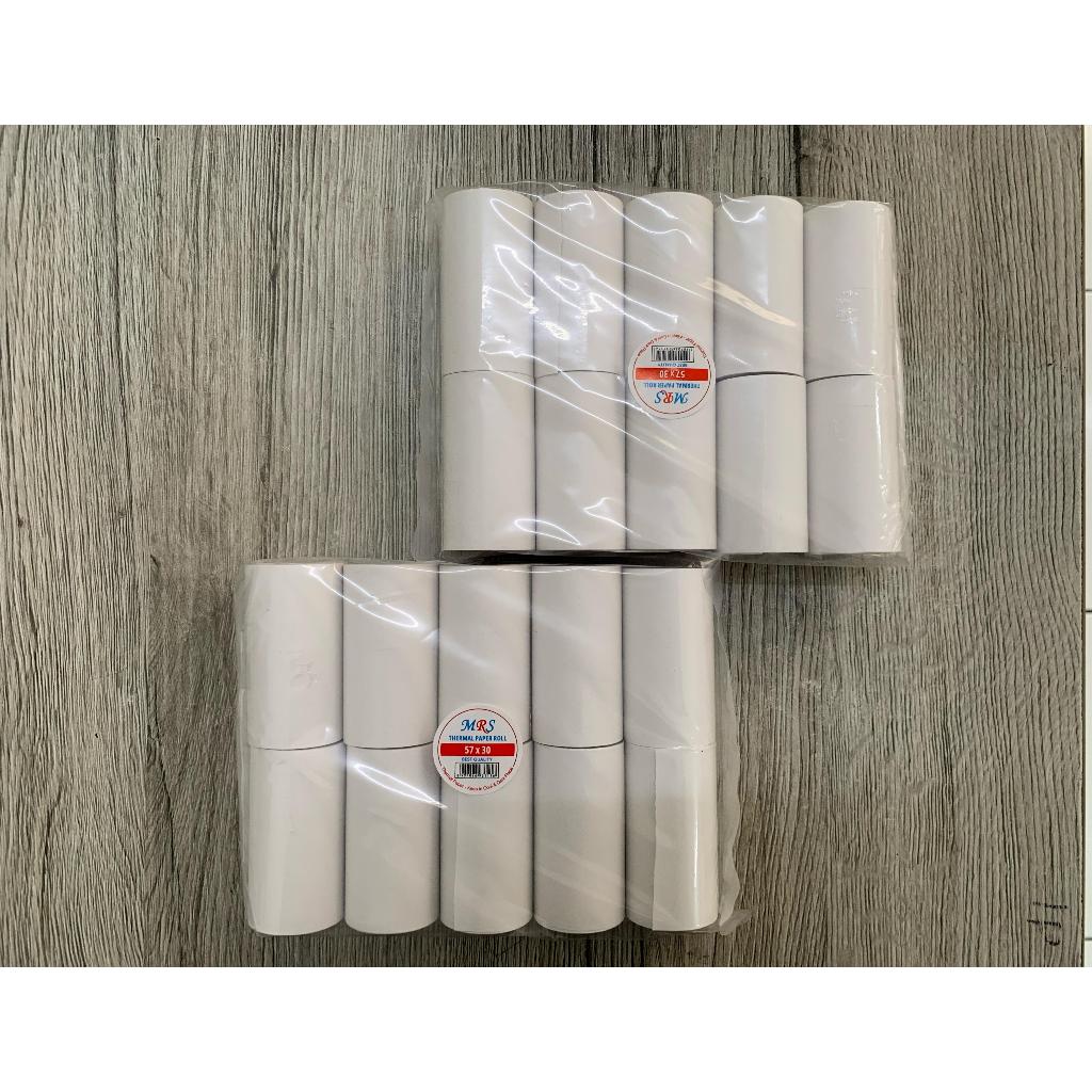 

KERTAS THERMAL POLOS 57 x30 1 Pack ISI 10/Kertas Thermal Struk Kasir 57 x 30 Coreless / Print Register