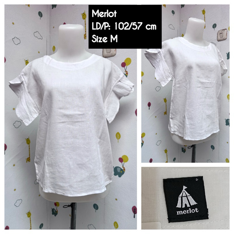 Blouse Putih Wanita Tangan Ruffle
