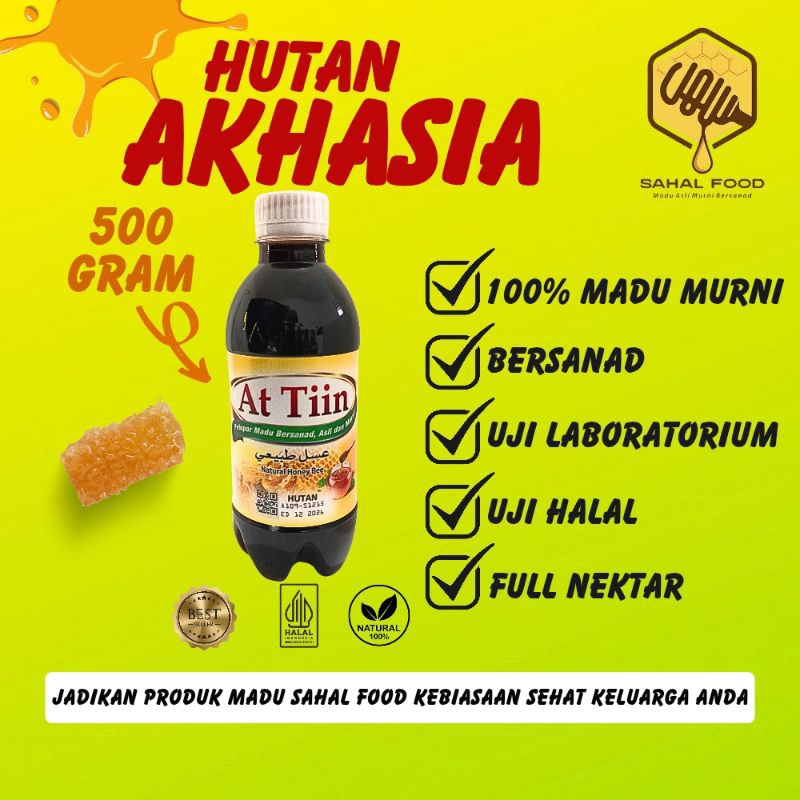 

MADU FULL NEKTAR BUNGA HUTAN AKHASIA 100% ASLI&MURNI TANPA CAMPURAN,500 GRAM At-Tiin