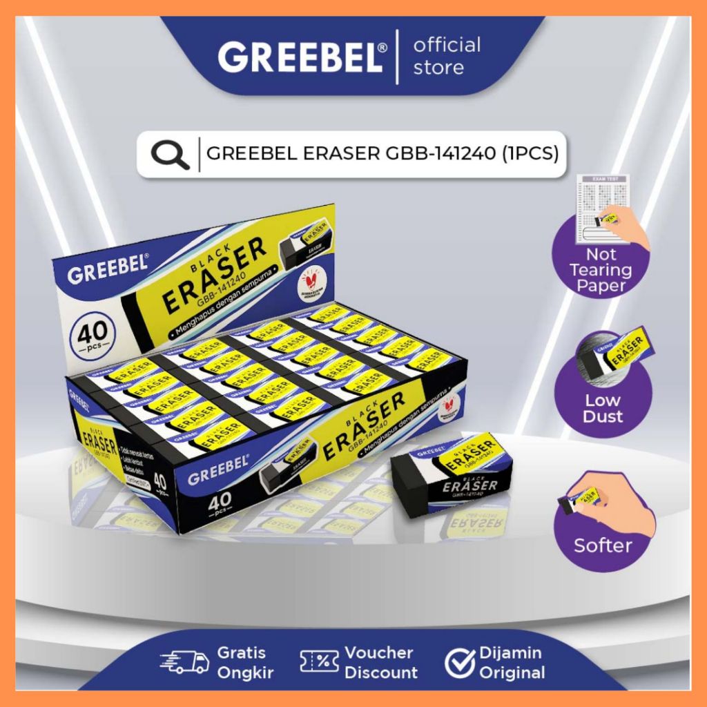 

GREEBEL Penghapus Hitam untuk pensil /Eraser Black GBB 141240(Pcs)