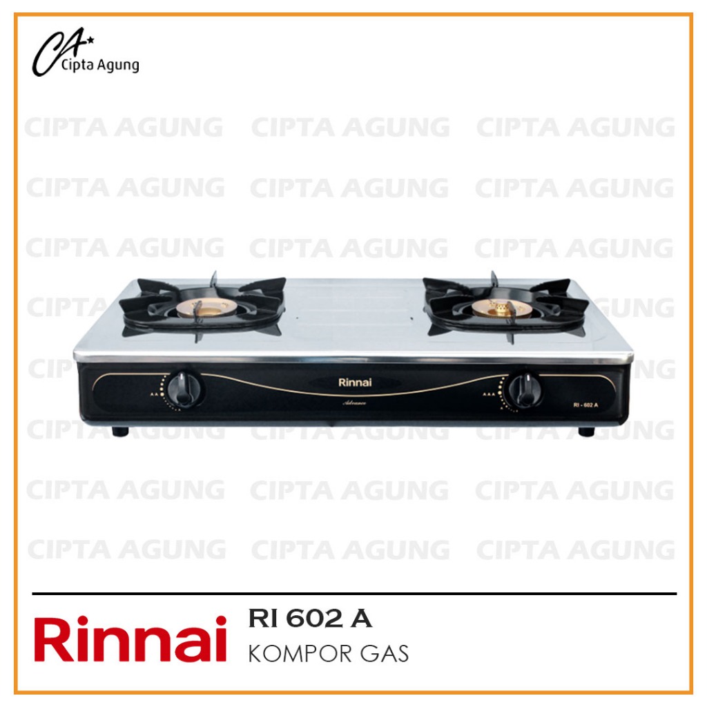 KOMPOR GAS RINNAI RI-602A / RI 602 A 2 TUNGKU MODERN 2 TUNGKU RINNAI