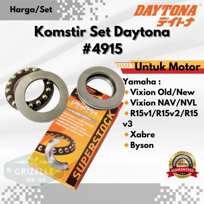 Daytona Komstir Laher Stang Bearing Mangkok Setir Racing Set Kode 4915 Original Untuk Motorcycle Yam