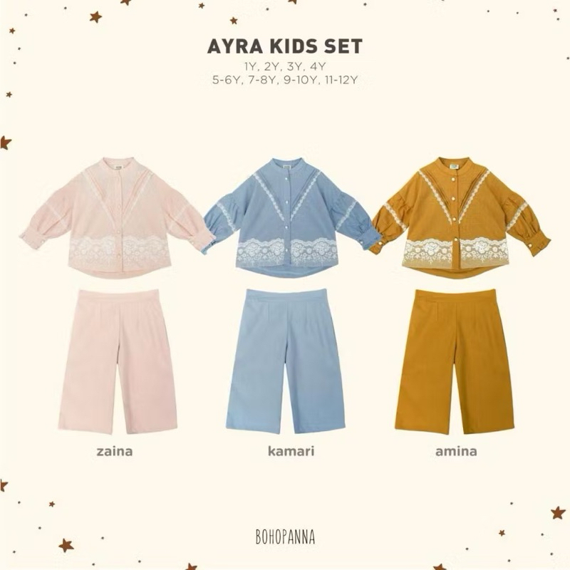 Ayra Kids Set Kamari| Bohopanna ( Setelan Raya Collection Anak Perempuan )