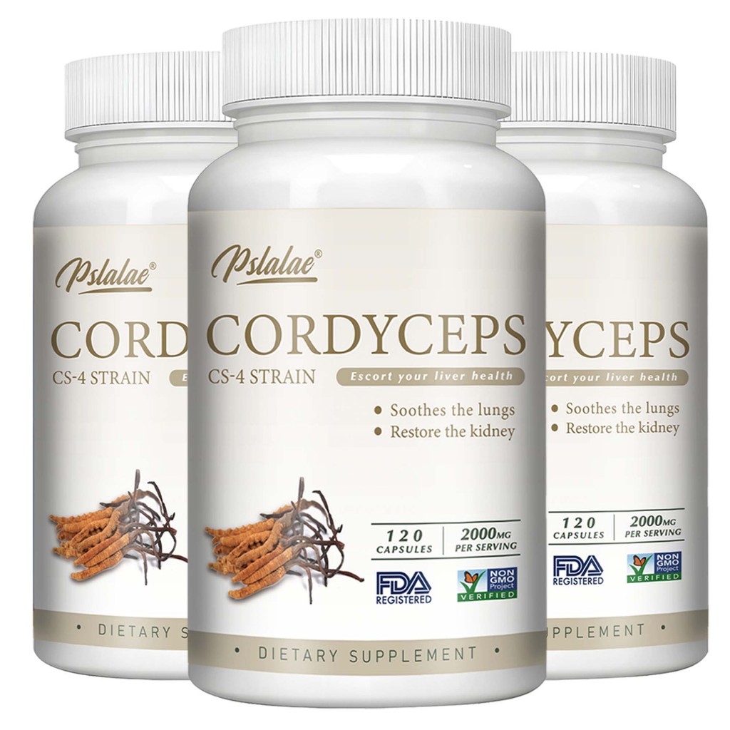 Pslalae Cordyceps - Kapsul Jamur 2000mg | Strain Cordyceps Sinesis CS-4 | Suplemen Herbal Non-GMO