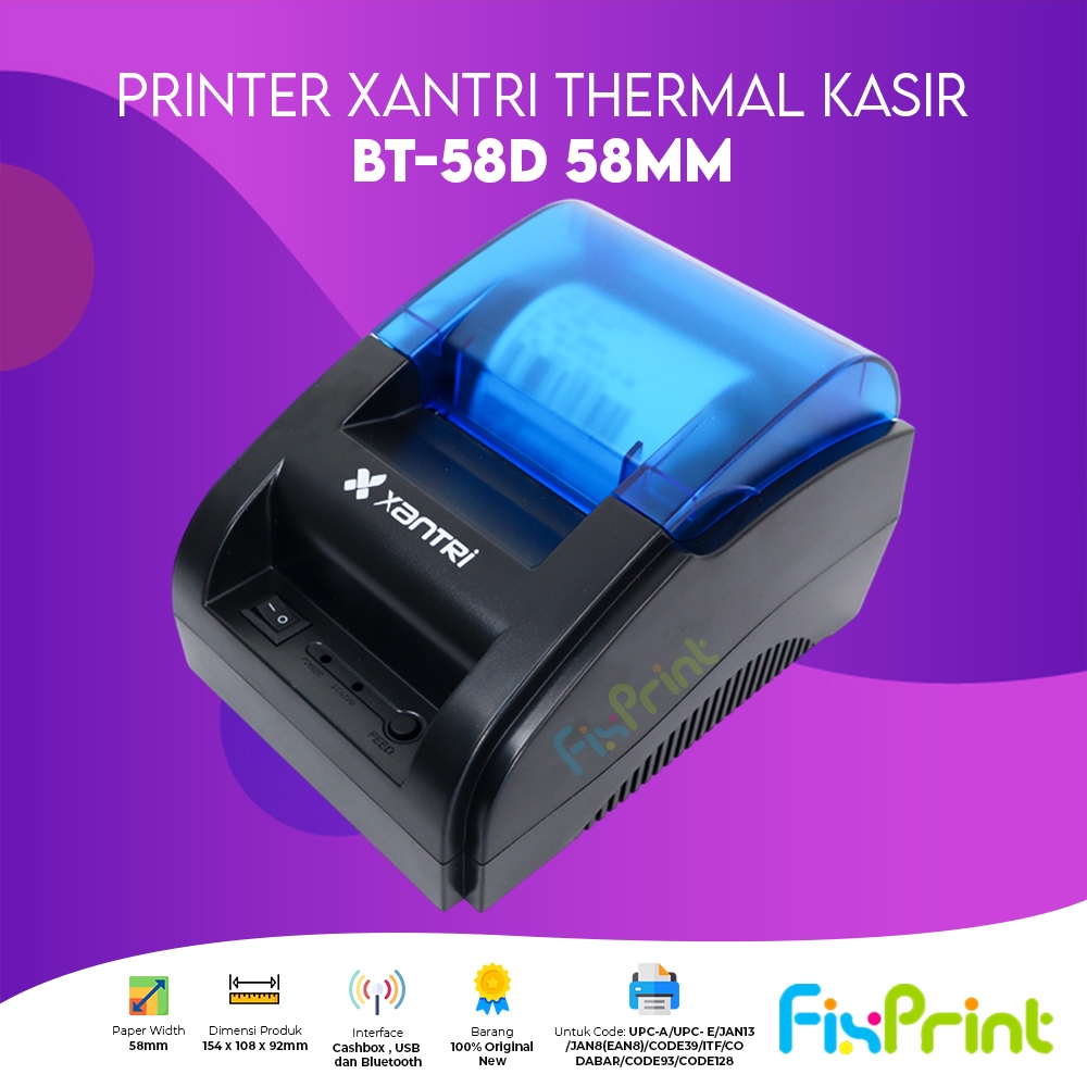 FixPrint Printer Kasir Thermal Print Struk Bluetooth + USB Xantri BT58D Iware C58BT Printer Bluetoot