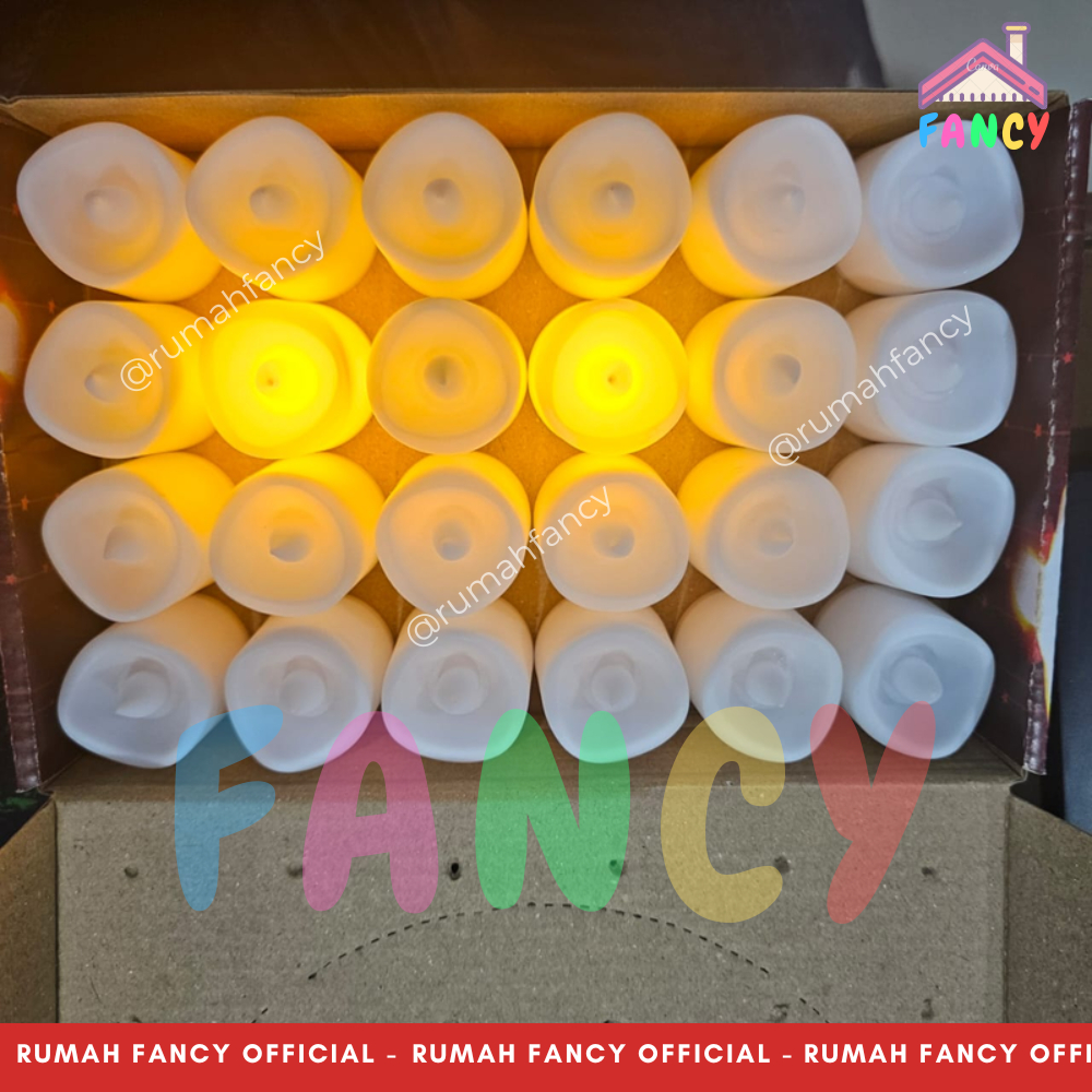 [GROSIR]1 BOX ISI 24 PCS Lilin LED KUNING WARM WHITE TERMASUK BATERAI Natal / Lilin Lampu Elektrik