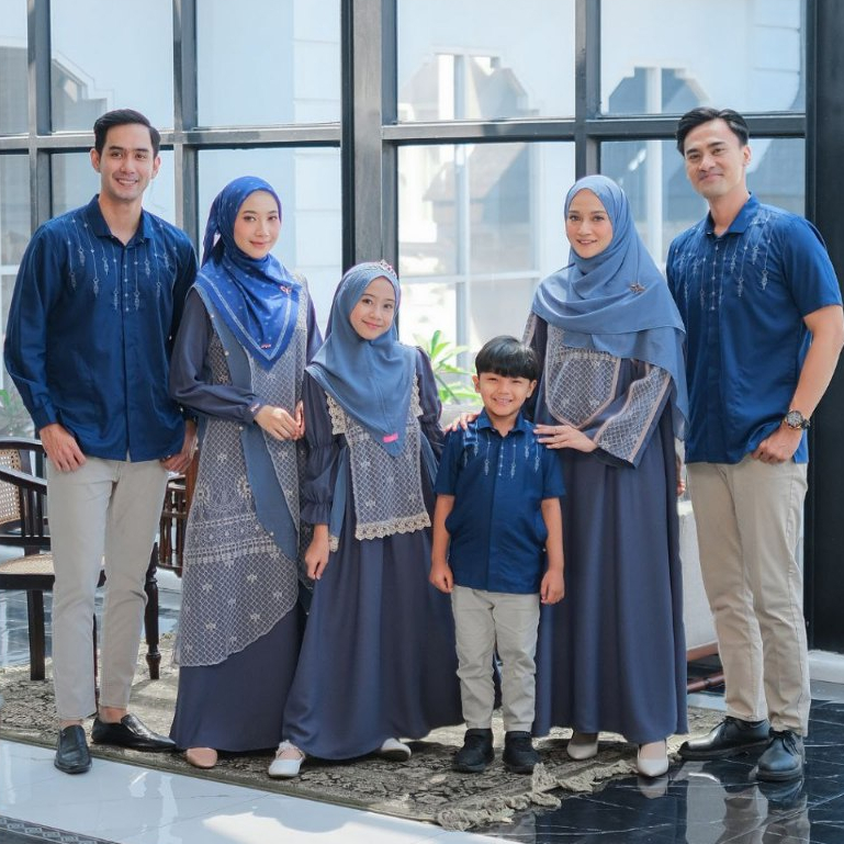 Khaiya - Baju Set Keluarga Premium - Family Set Raya by Remora Raya Series Azure