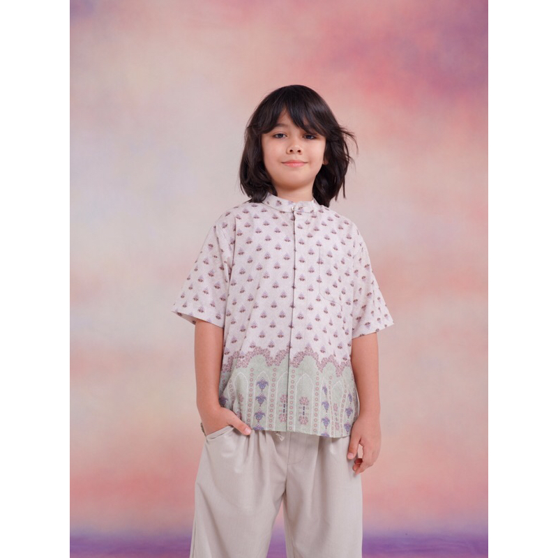 Nizam Shirt Beige - Aleza Label | koko anak laki | baju anak laki | Raya 2025