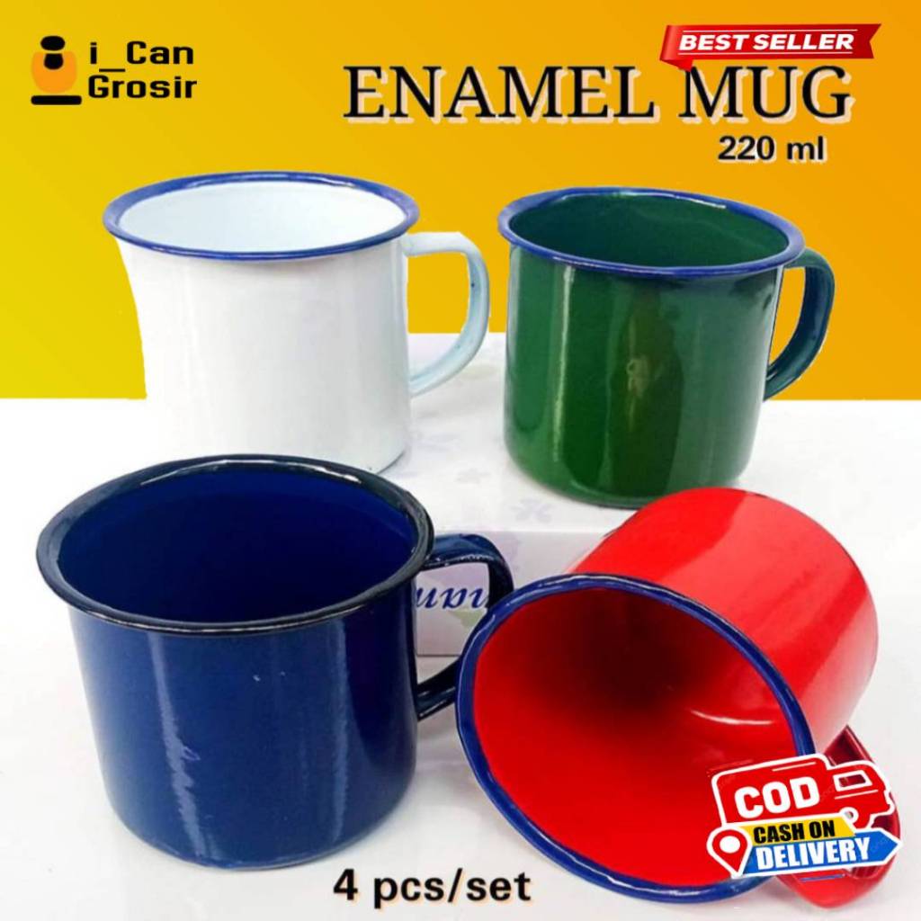 CALYPSO CANGKIR SATUAN MUG STAINLES ENAMEL 220ML GELAS 7CM UNTUK KOPI TEH TARIK NONGKRONG NGOBROL